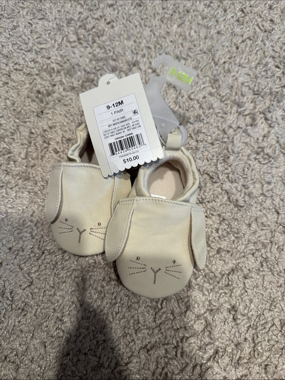 cloud island Cream Bunny Moccasins for Baby